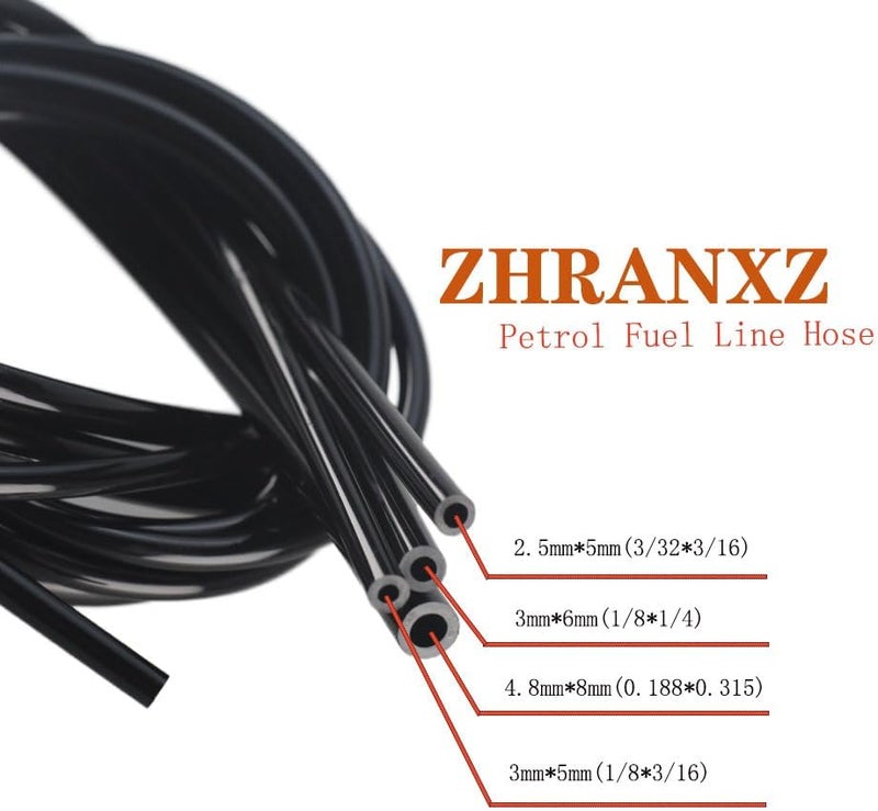 ZHRANXZ خرطوم خط الوقود البنزين بأربعة أحجام سوداء لمحركات الدورات الصغيرة الشائعة مثل آلة جز العشب ومنشار السلسلة (4 أقدام لكل منها) مجموعة استبدال لمبة البدء - Image 2